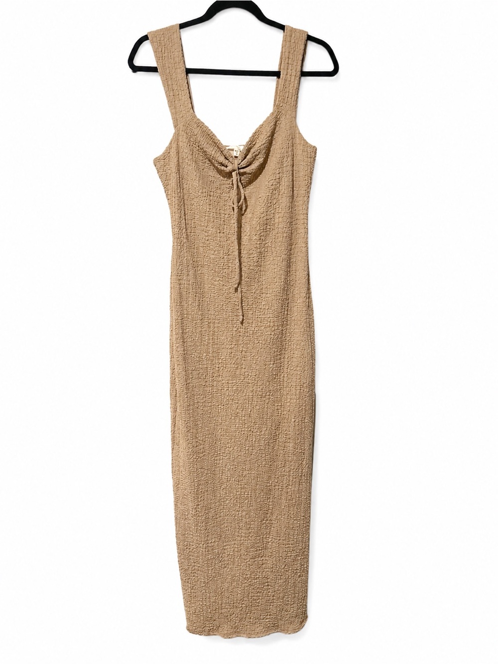 Stunning beige linen Jessica Simpson Textured Maxi Dress with Tie Front